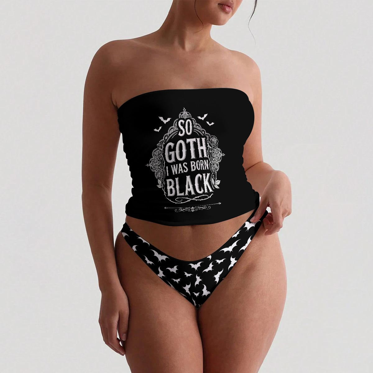 Born Black Strapless Tube Top Set