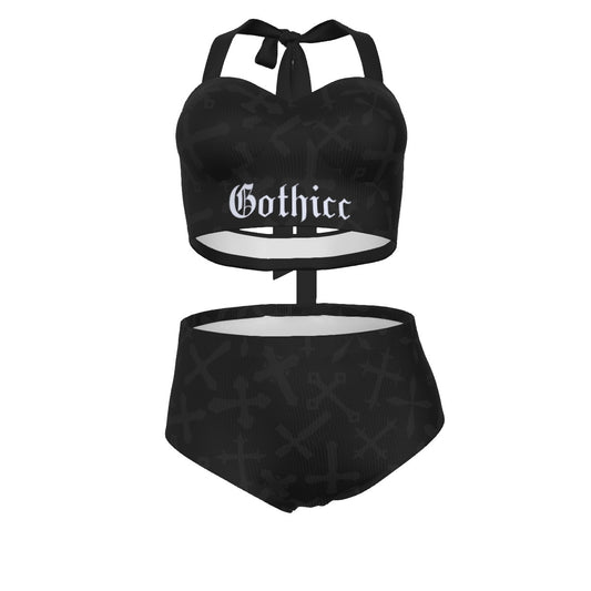 Gothicc Pinup Vintage Swimsuit Set