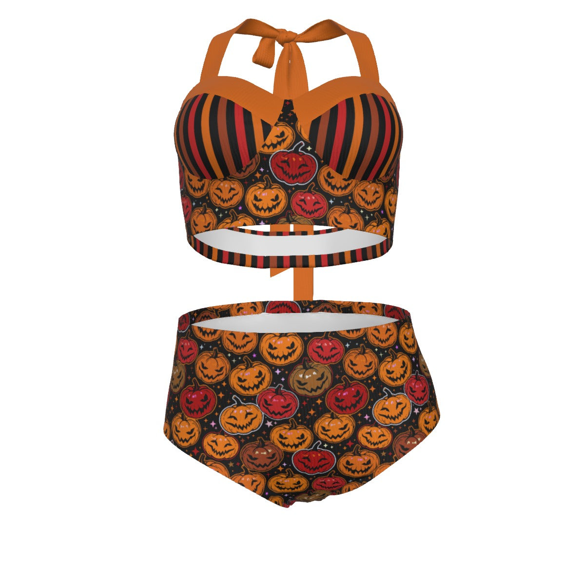 Pimpkin Queen Cross Pinup Vintage Swimsuit Set