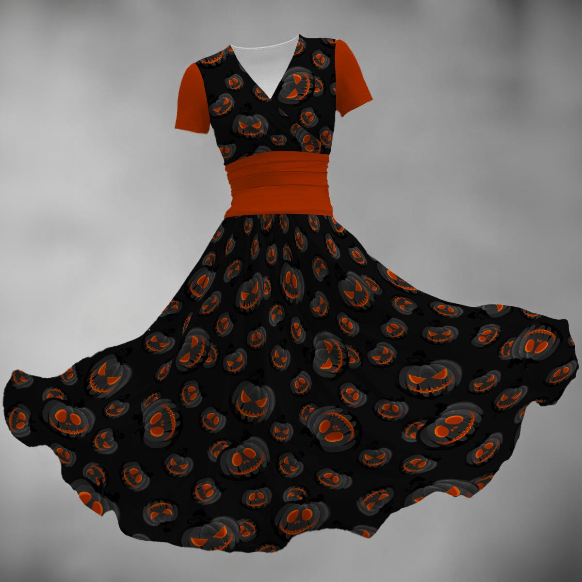 Pumpkin Queen V Neck Midi Dress