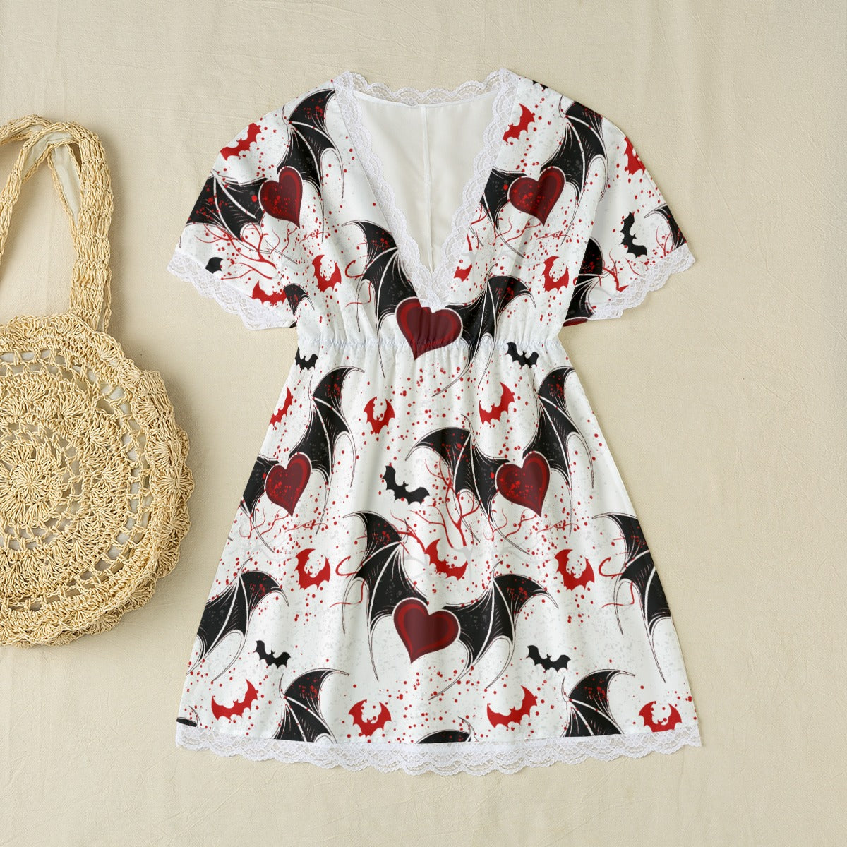 Vampire Legacy Lace Edge Sleepwear With Bat Sleeve