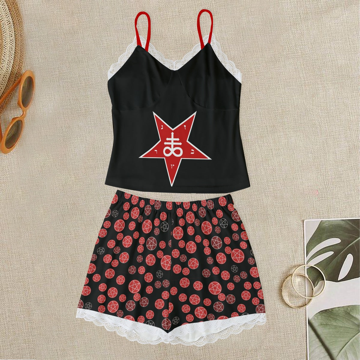 Star of Baphomet Cami With Lace Edge