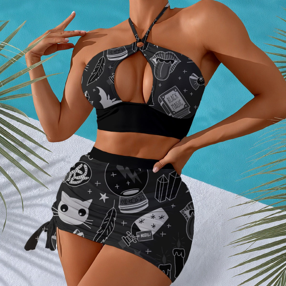 Spooky Mystic Halter Neck Swimming Suit