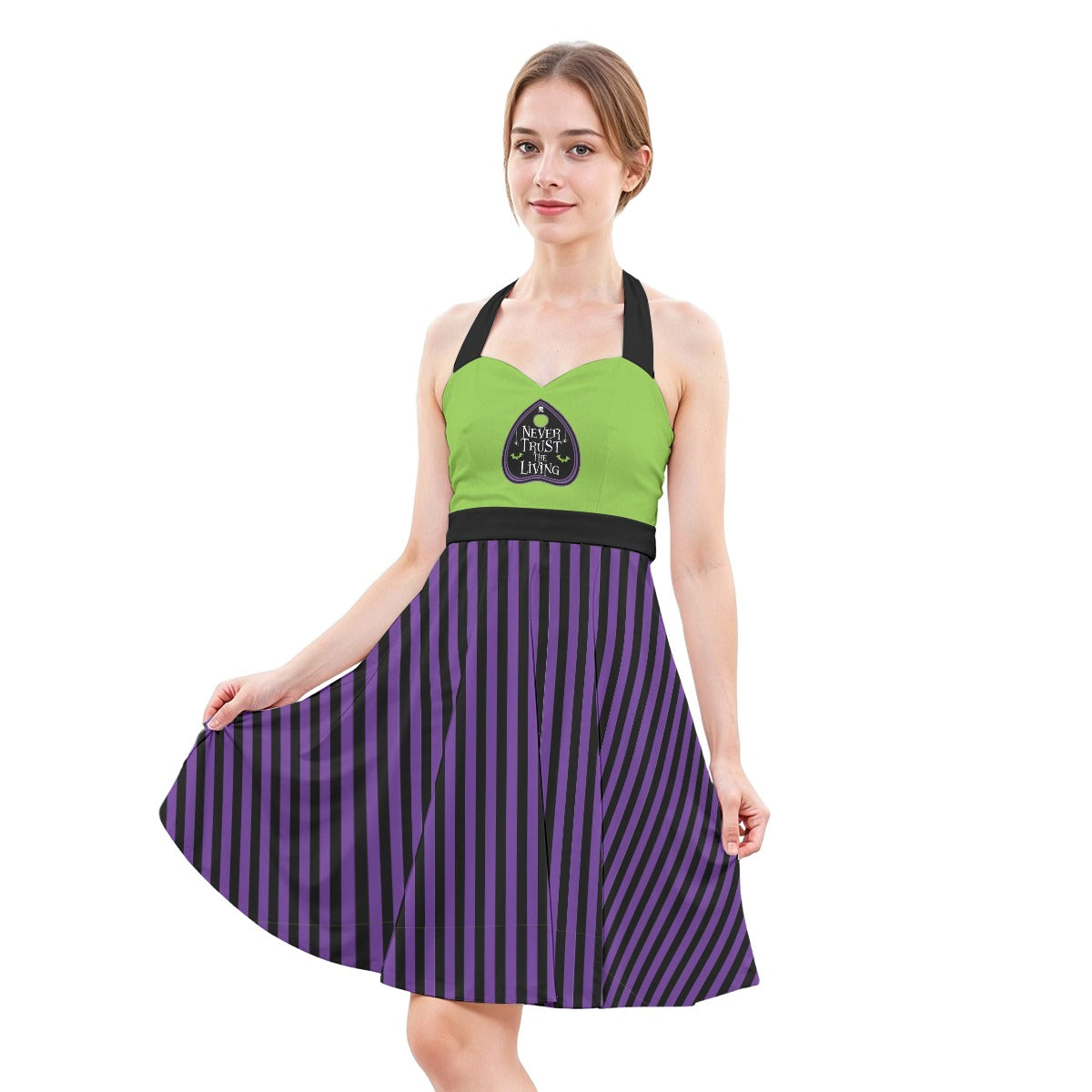 Never Trust Halter Skater Dress