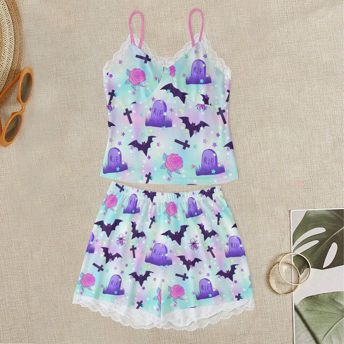 Pastel Goth Cami With Lace Edge