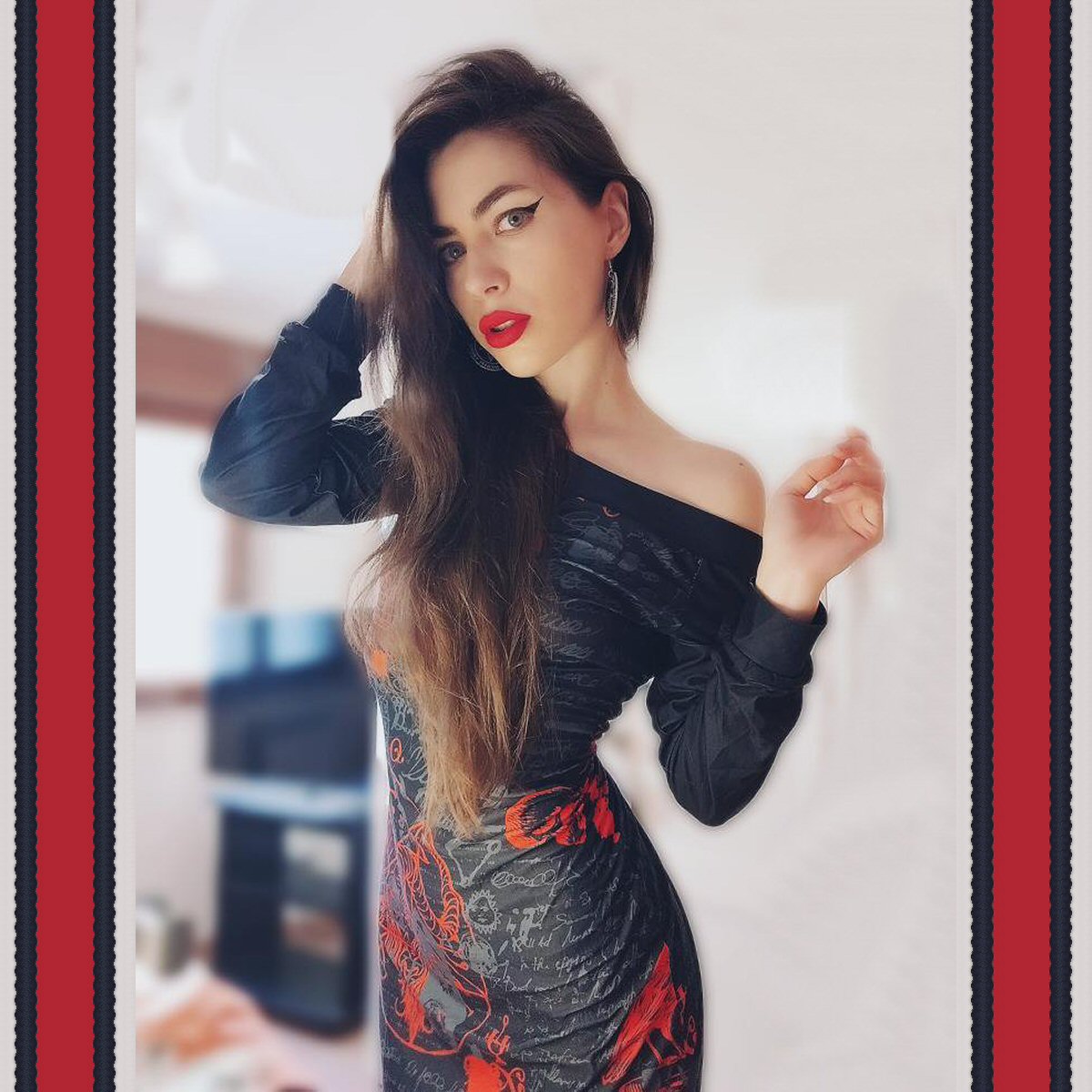 Redrum Off The Shoulder Long Sleeve Dress