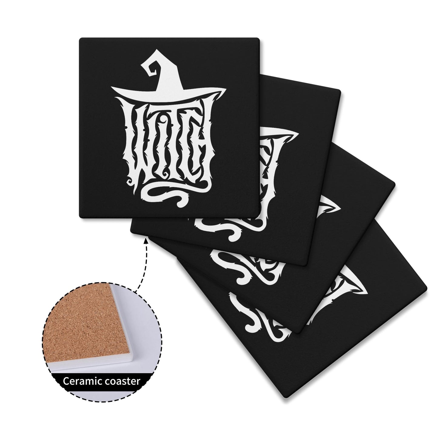 Witch Ceramic Coasters Set