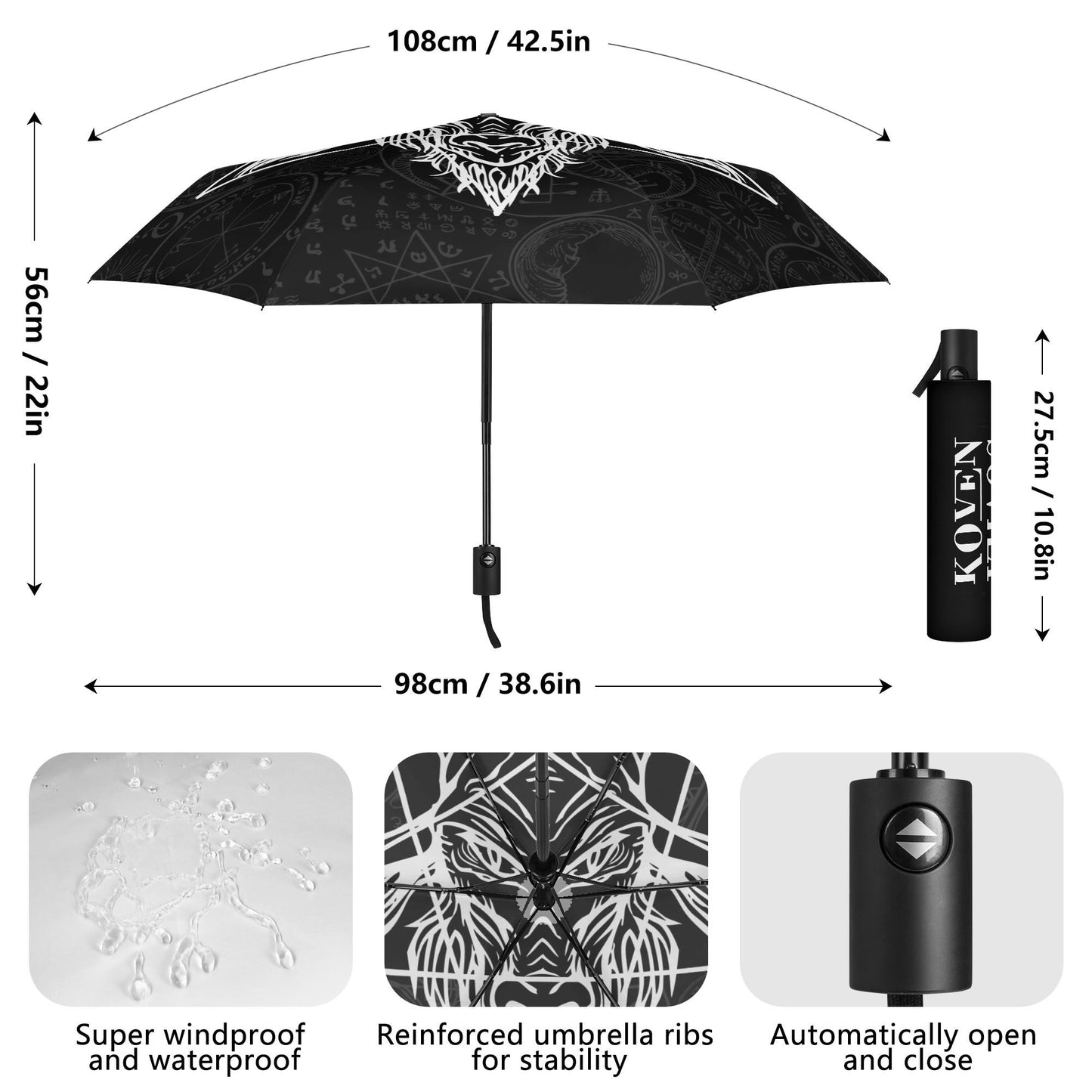 Baphomet Auto Open & Close Umbrella