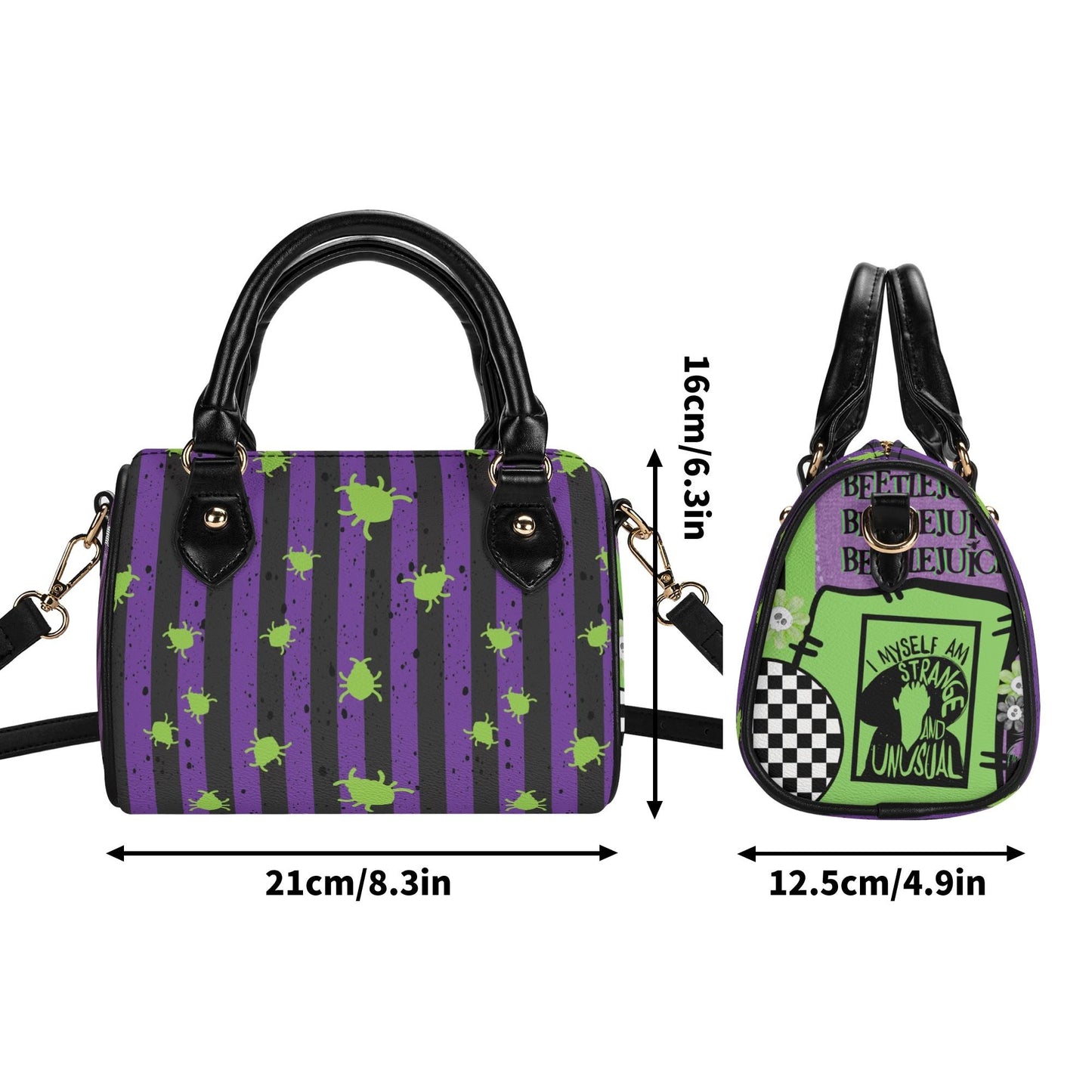 Strange I Am Leather Mini Boston Satchel Handbag