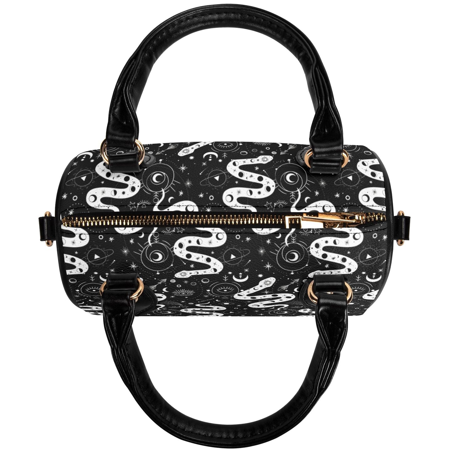 Cosmic Serpent Leather Mini Boston Satchel Handbag