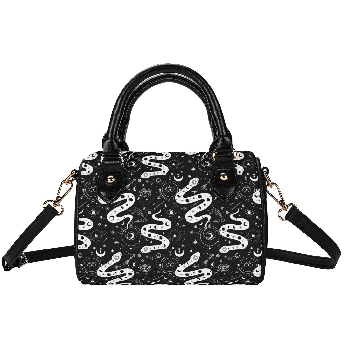 Cosmic Serpent Leather Mini Boston Satchel Handbag