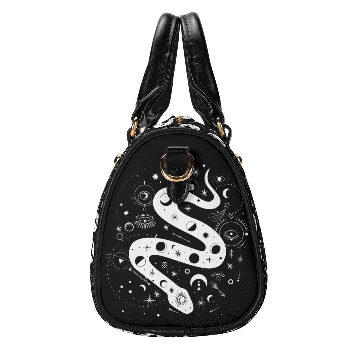 Cosmic Serpent Leather Mini Boston Satchel Handbag