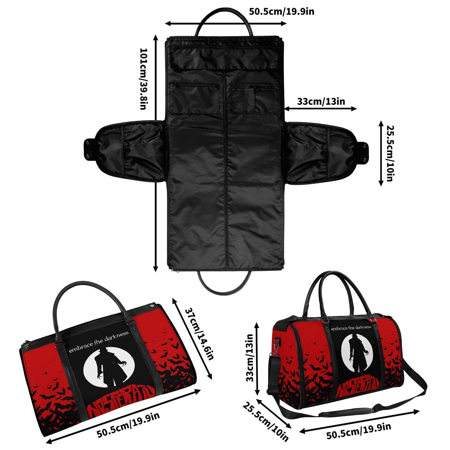 Nosferatu Leather Duffle Bag Foldable Travel Bag