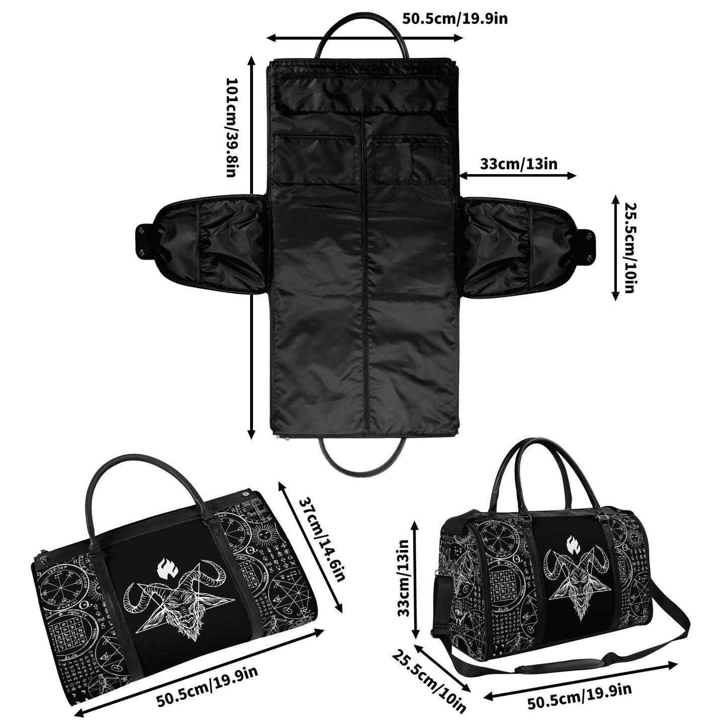 Gothicc Leather Duffle Bag Foldable Travel Bag
