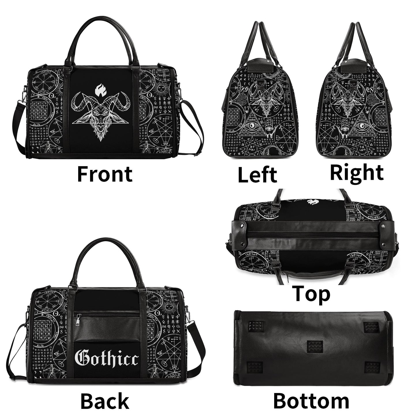 Gothicc Leather Duffle Bag Foldable Travel Bag