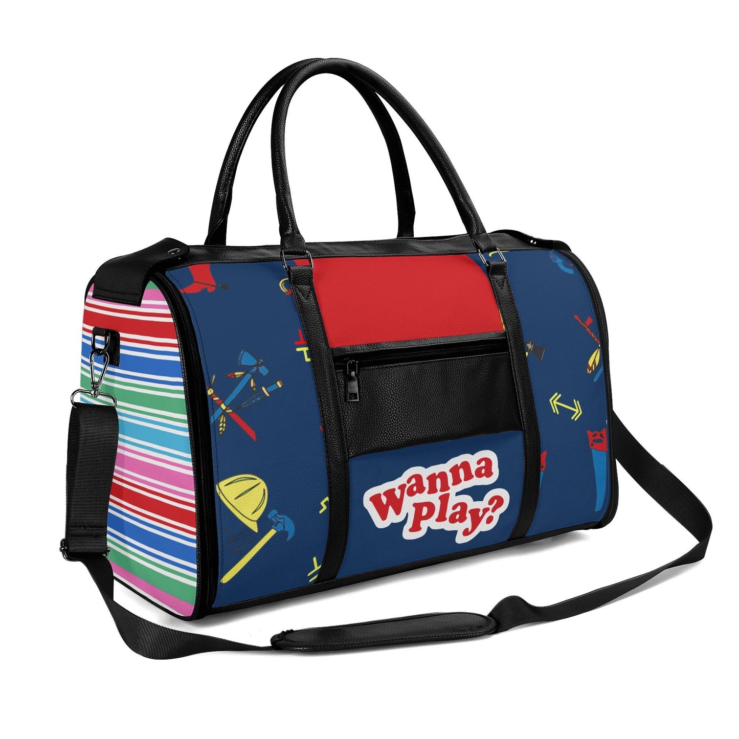 Wanna Play Leather Duffle Bag Foldable Travel Bag