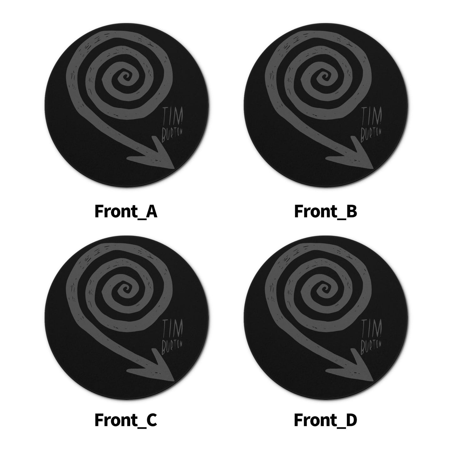 Dark Aesthetic Spiral Ceramic Coasters Set