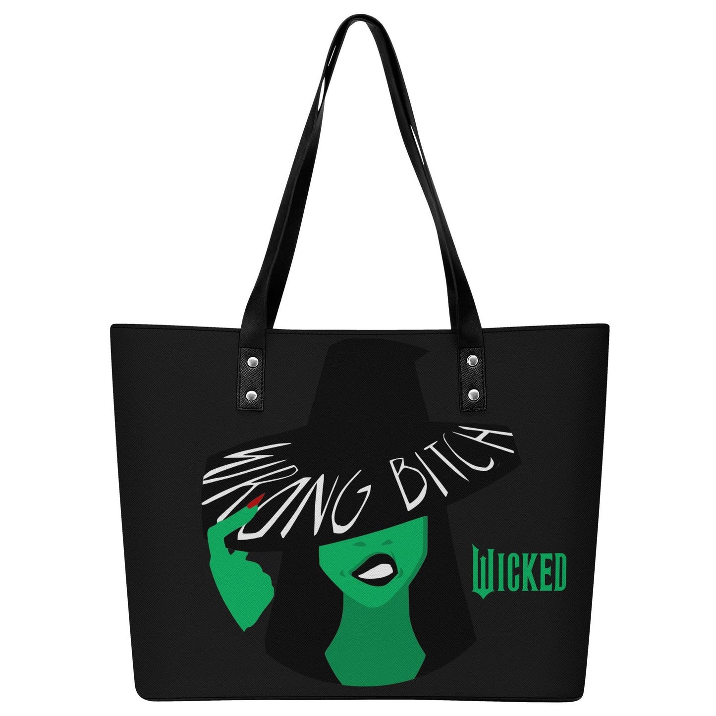 Wicked Leather Tote Bag with Back Zipper Pocket