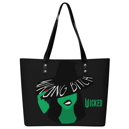 Wicked Leather Tote Bag with Back Zipper Pocket