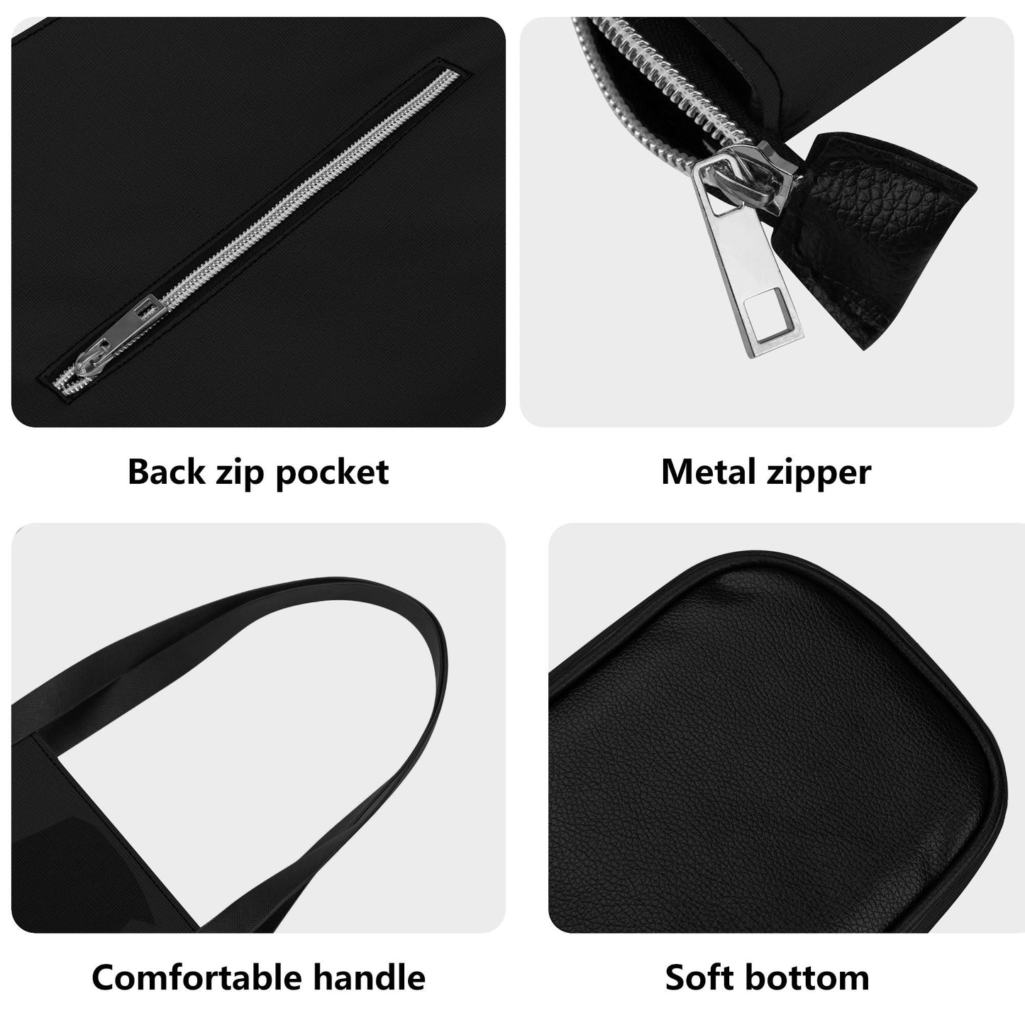 Wicked Leather Tote Bag with Back Zipper Pocket