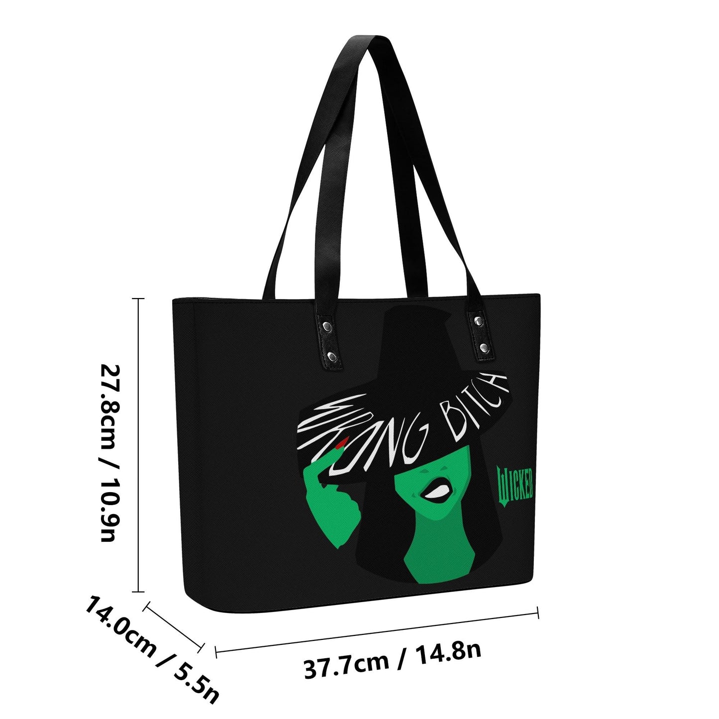 Wicked Leather Tote Bag with Back Zipper Pocket