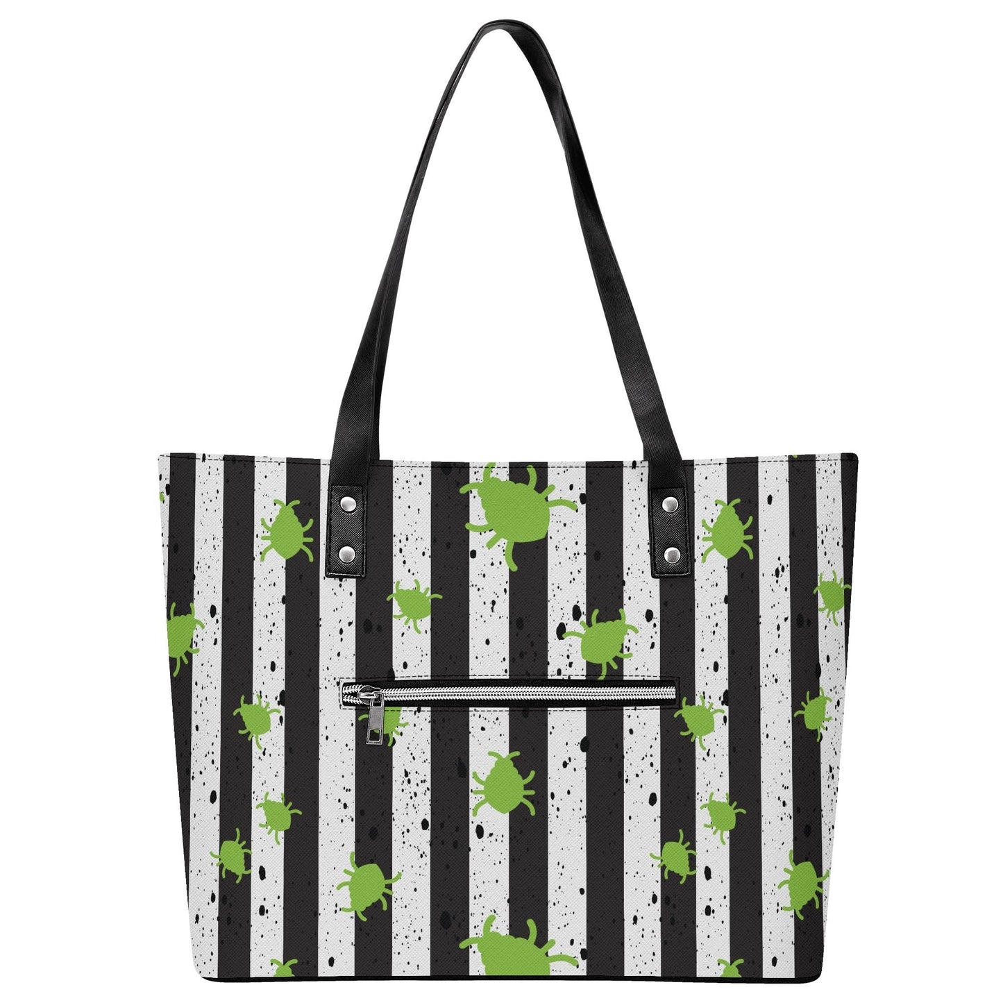 Strange & Unusual Leather Tote Bag with Back Zipper Pocket