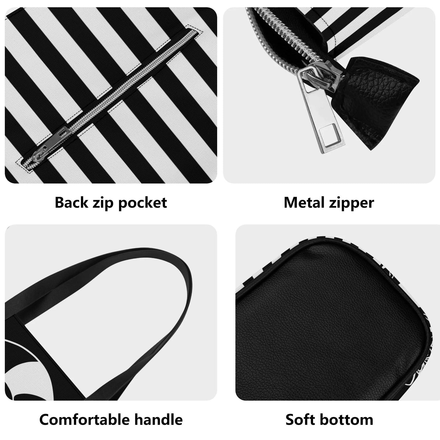 Never Trust Leather Tote Bag with Back Zipper Pocket