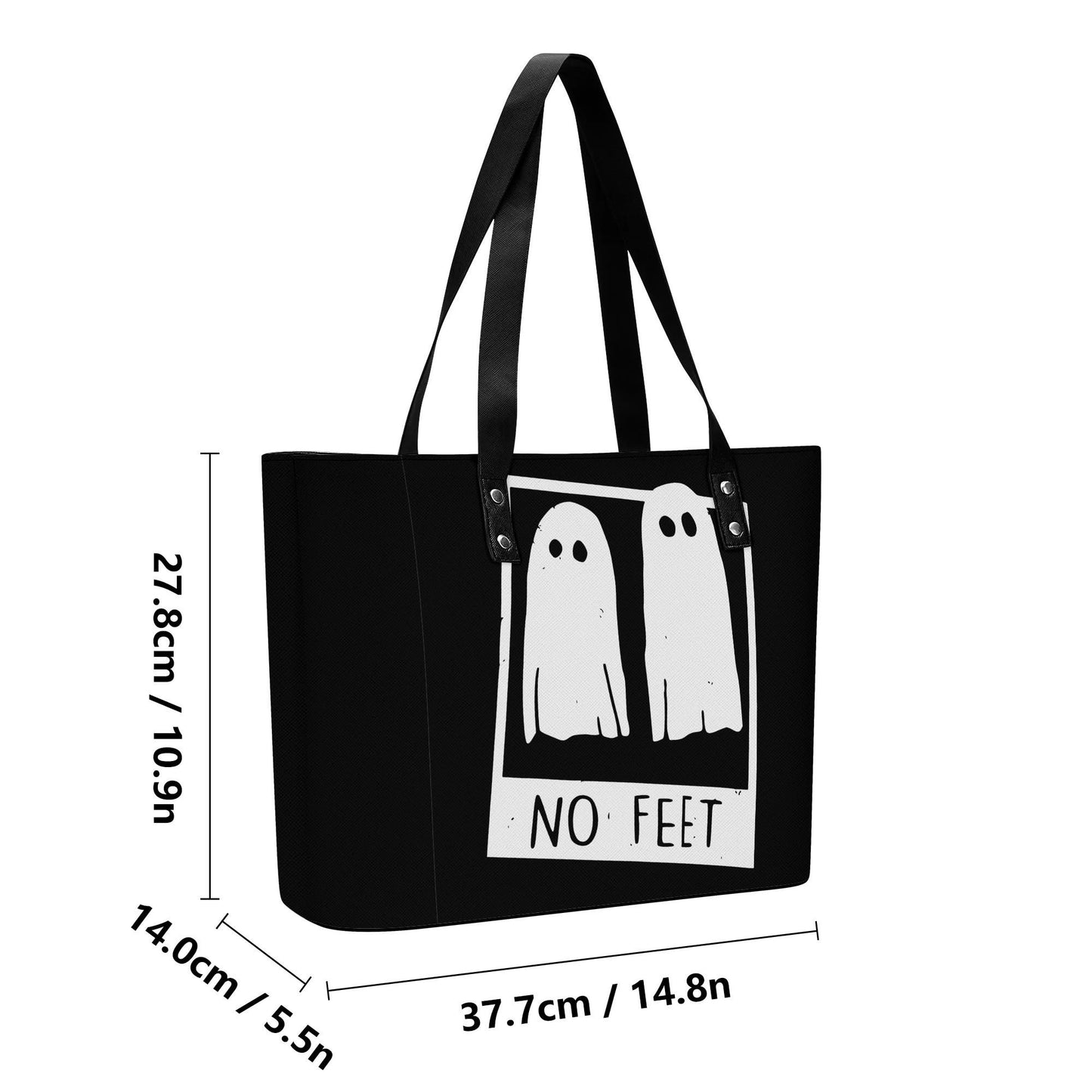 Strange & Unusual Leather Tote Bag with Back Zipper Pocket