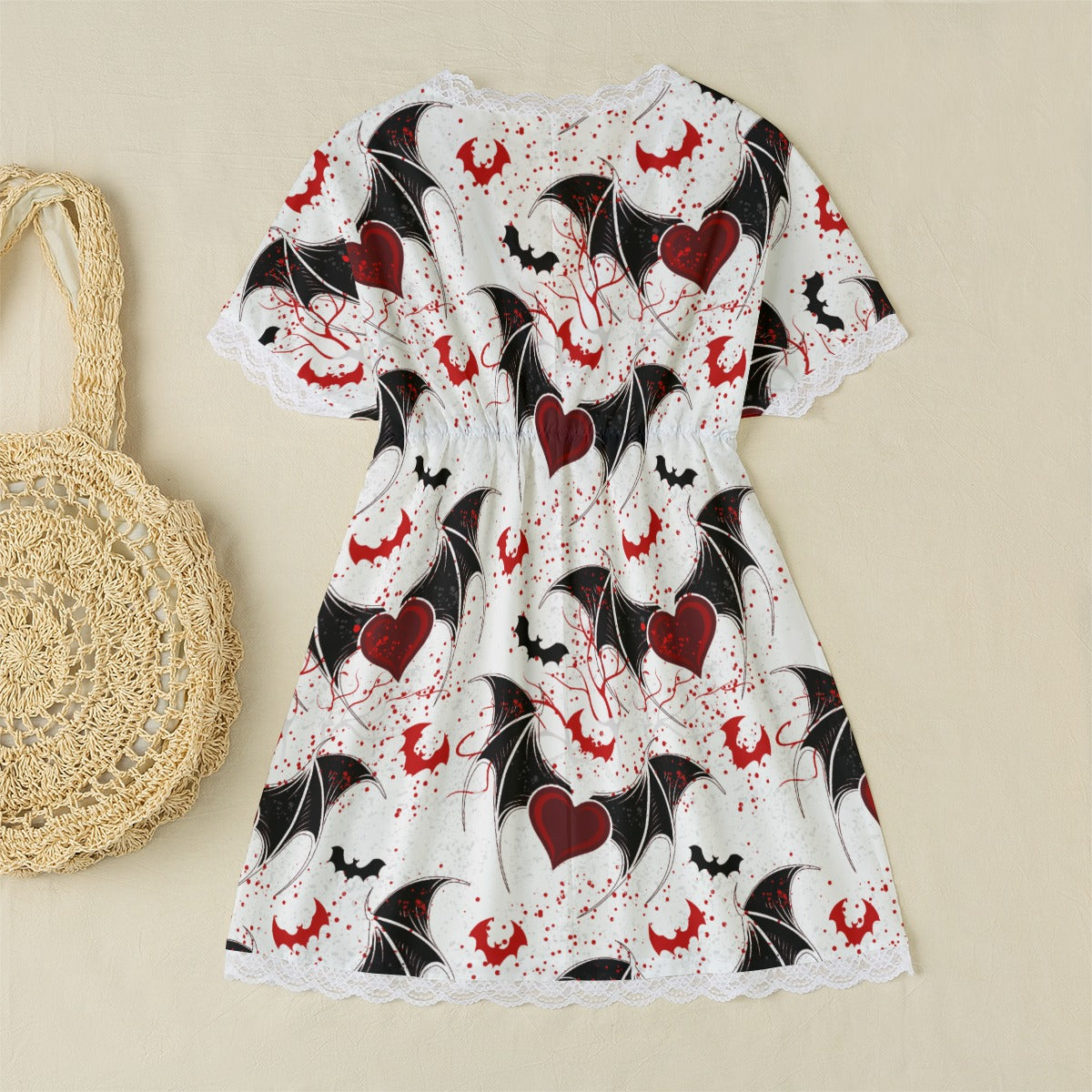 Vampire Legacy Lace Edge Sleepwear With Bat Sleeve