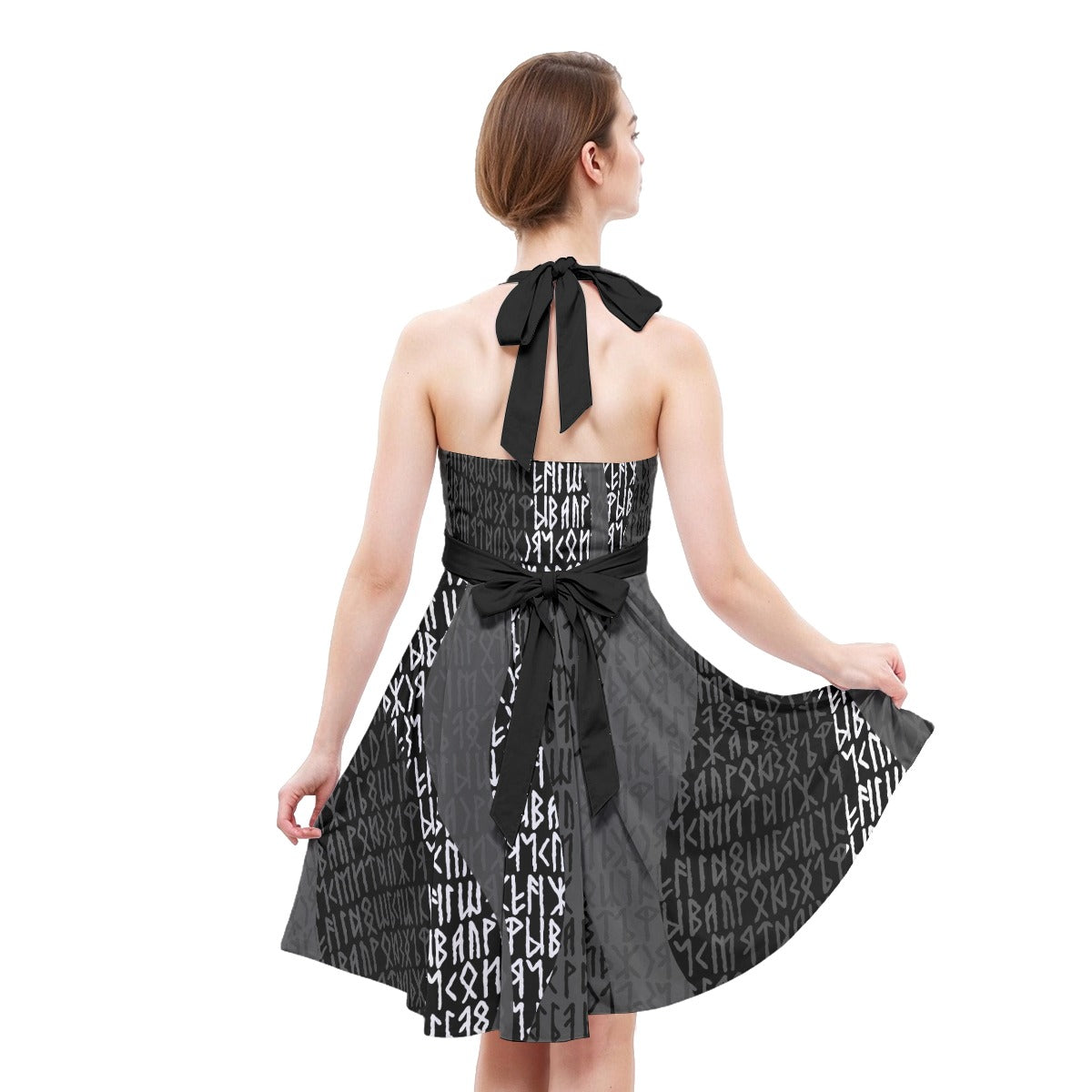 Viking Runes Halter Skater Dress