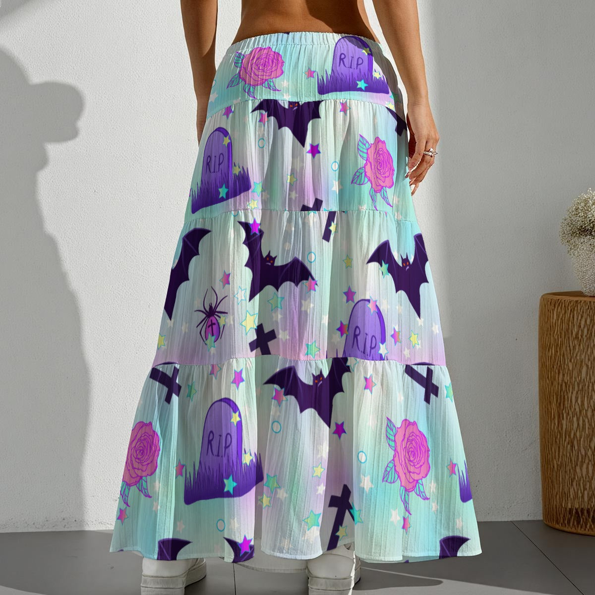 Pastel Spooky Pleated Long Skirt