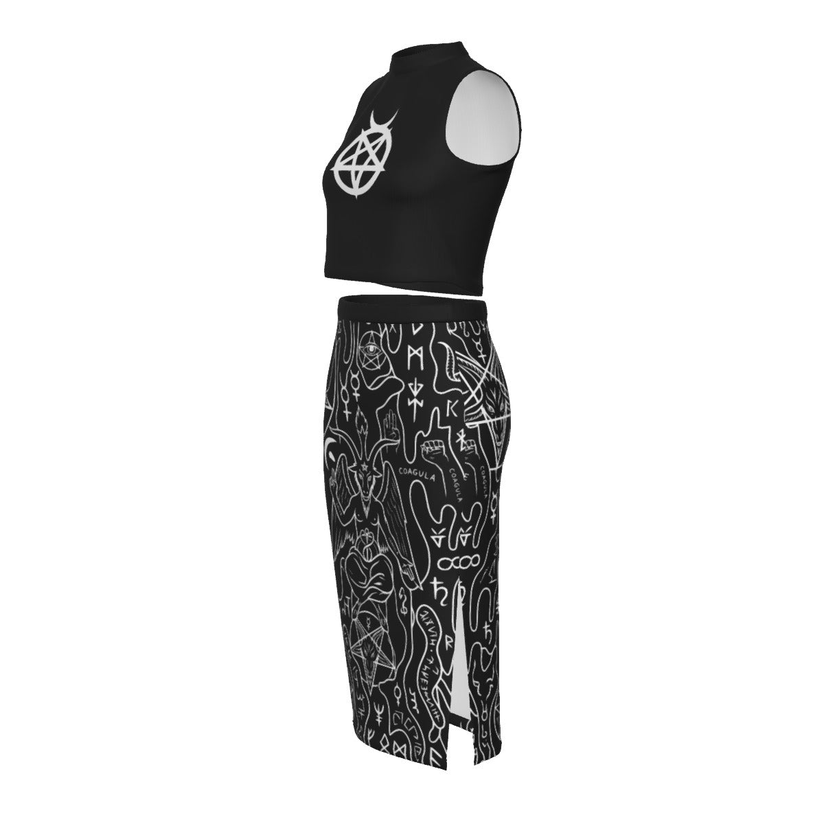 Solve Coagula Split High Skirt Set