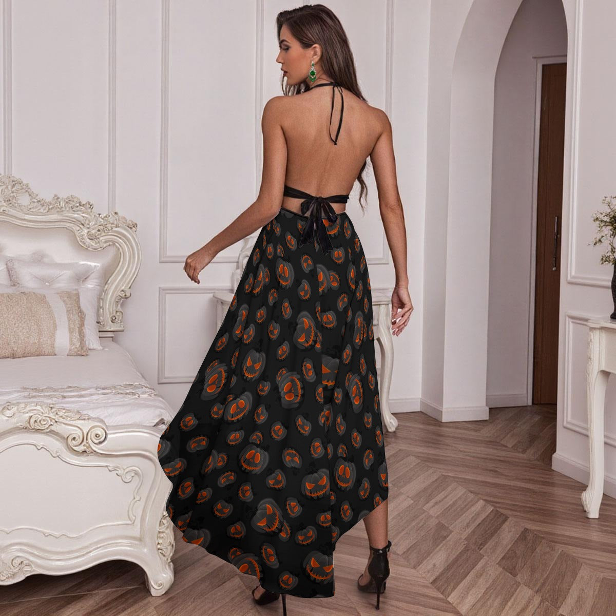 Pumpkin Queen Mesh Lace Evening Dress