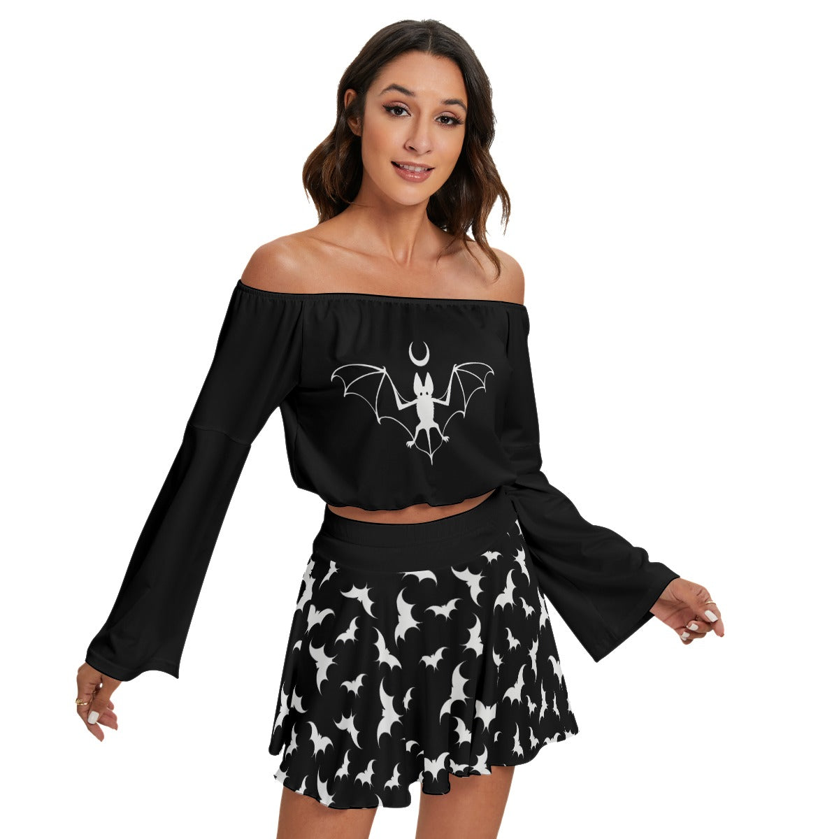 Luna Nights Off-shoulder Top And Skirt Set