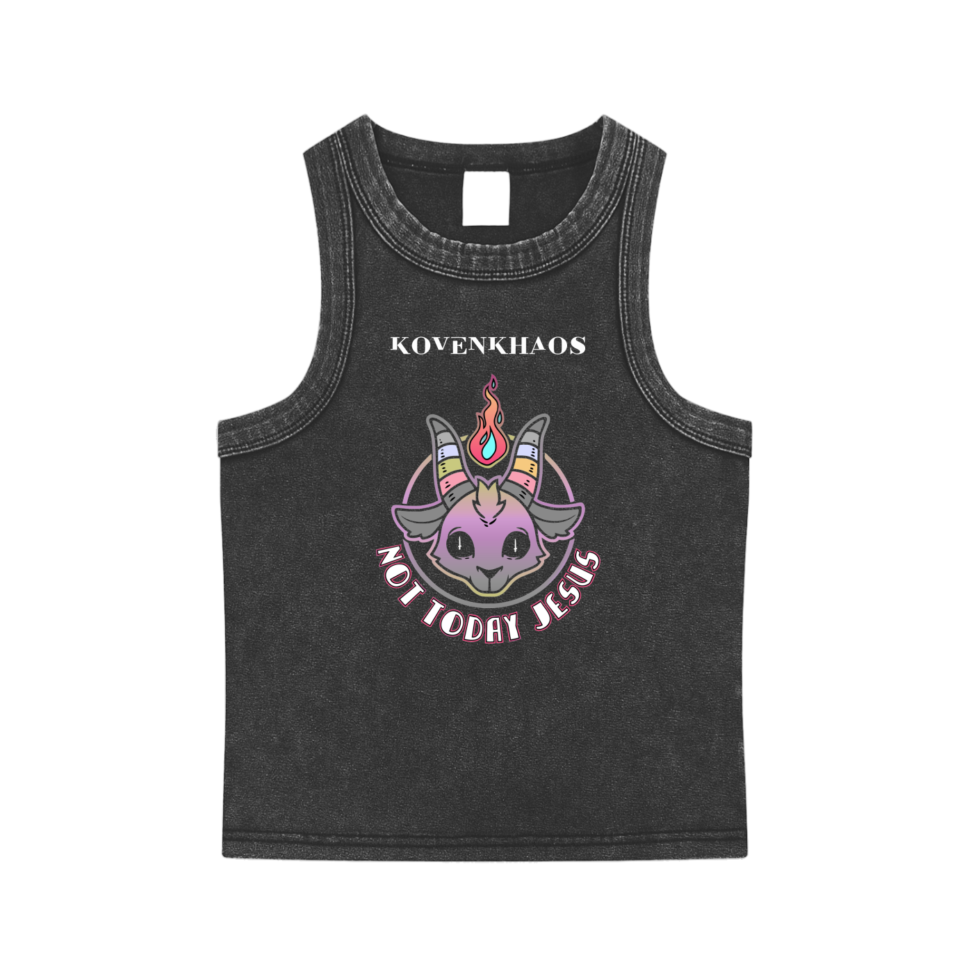 Not Today Satan Snow Washed Tank Top