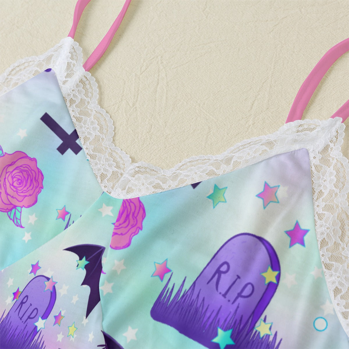 Pastel Goth Cami With Lace Edge