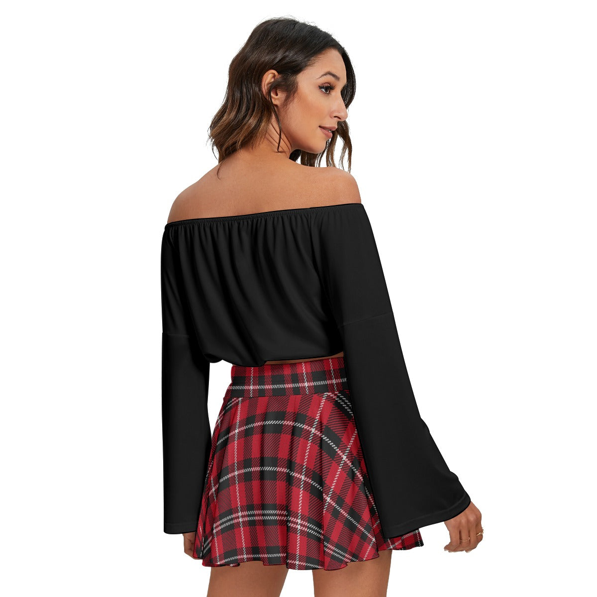 Slipknot Off-shoulder Top And Skirt Set