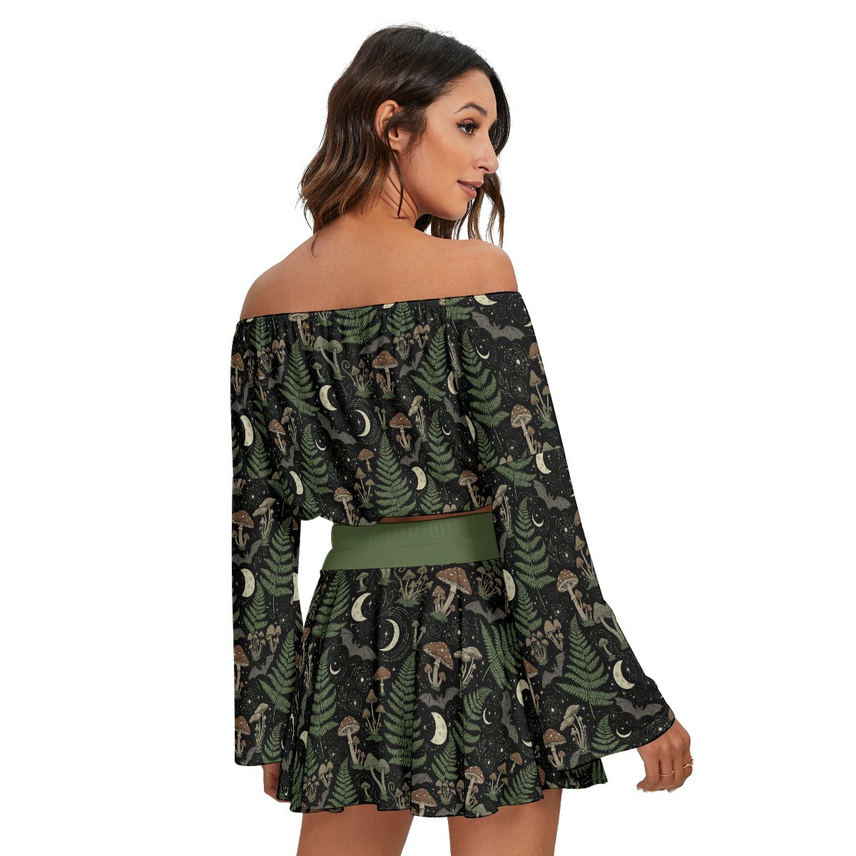 Fern Gully Off-shoulder Top And Skirt Set