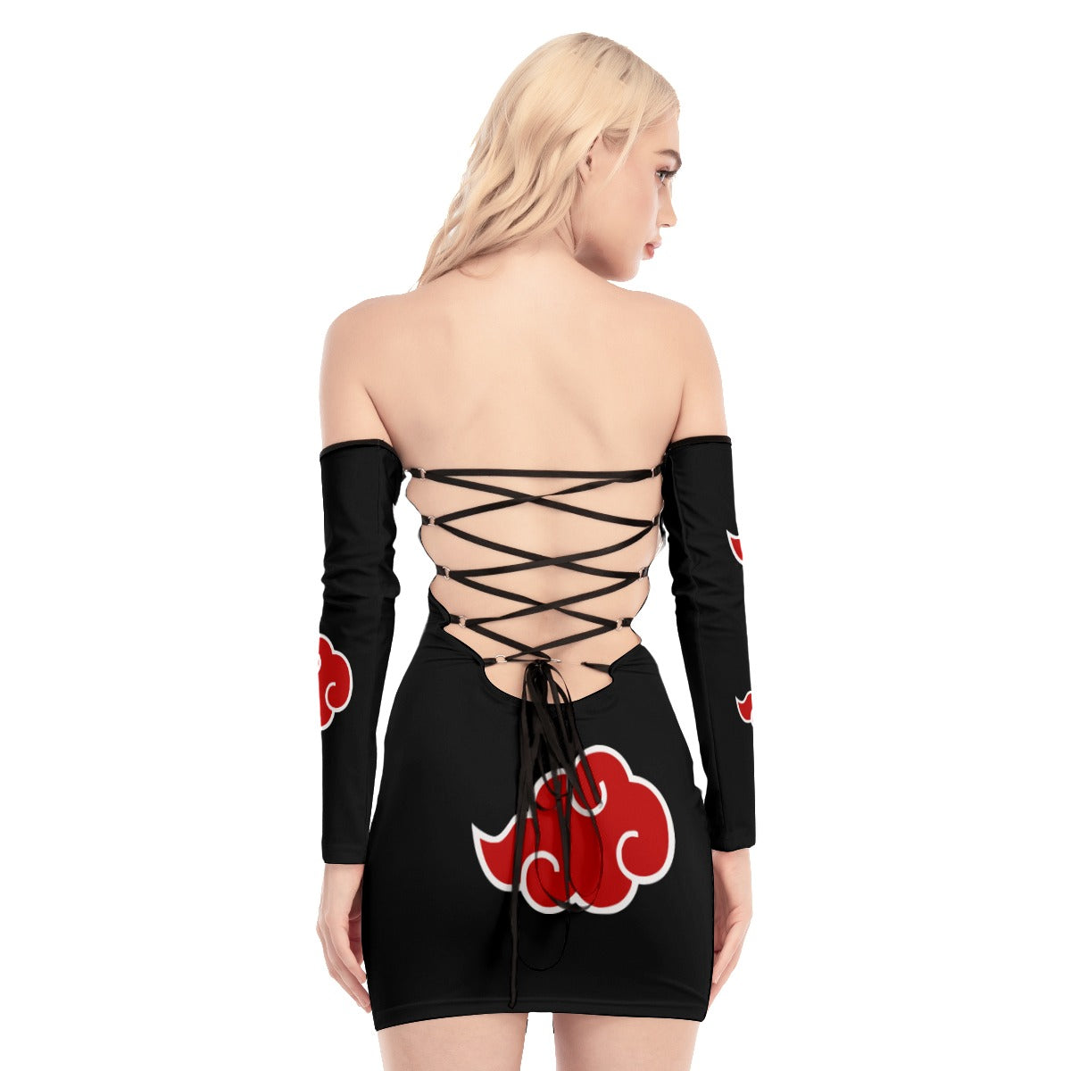 Red Cloud Back Lace-up Dress