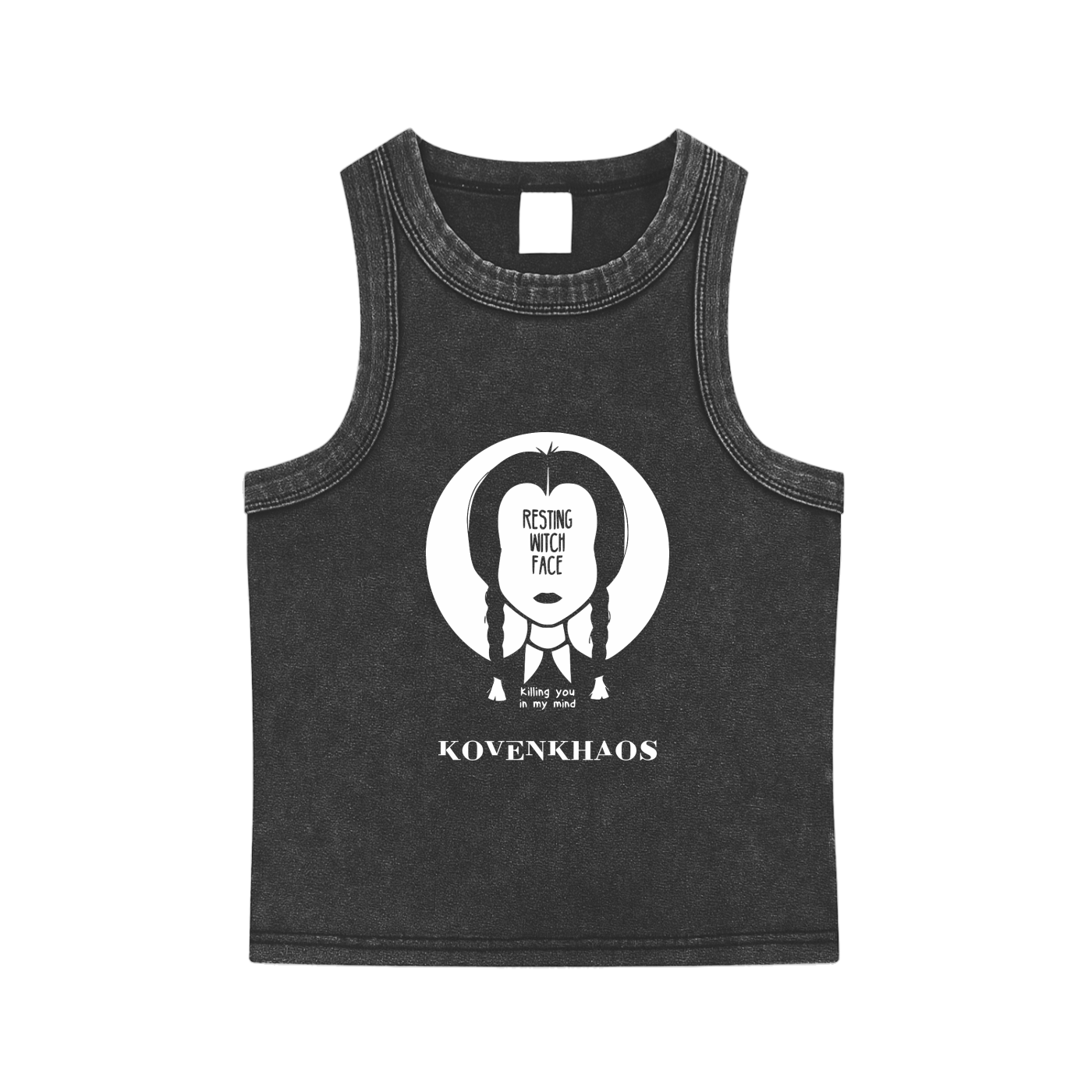 Resting Witch Face Snow Washed Tank Top