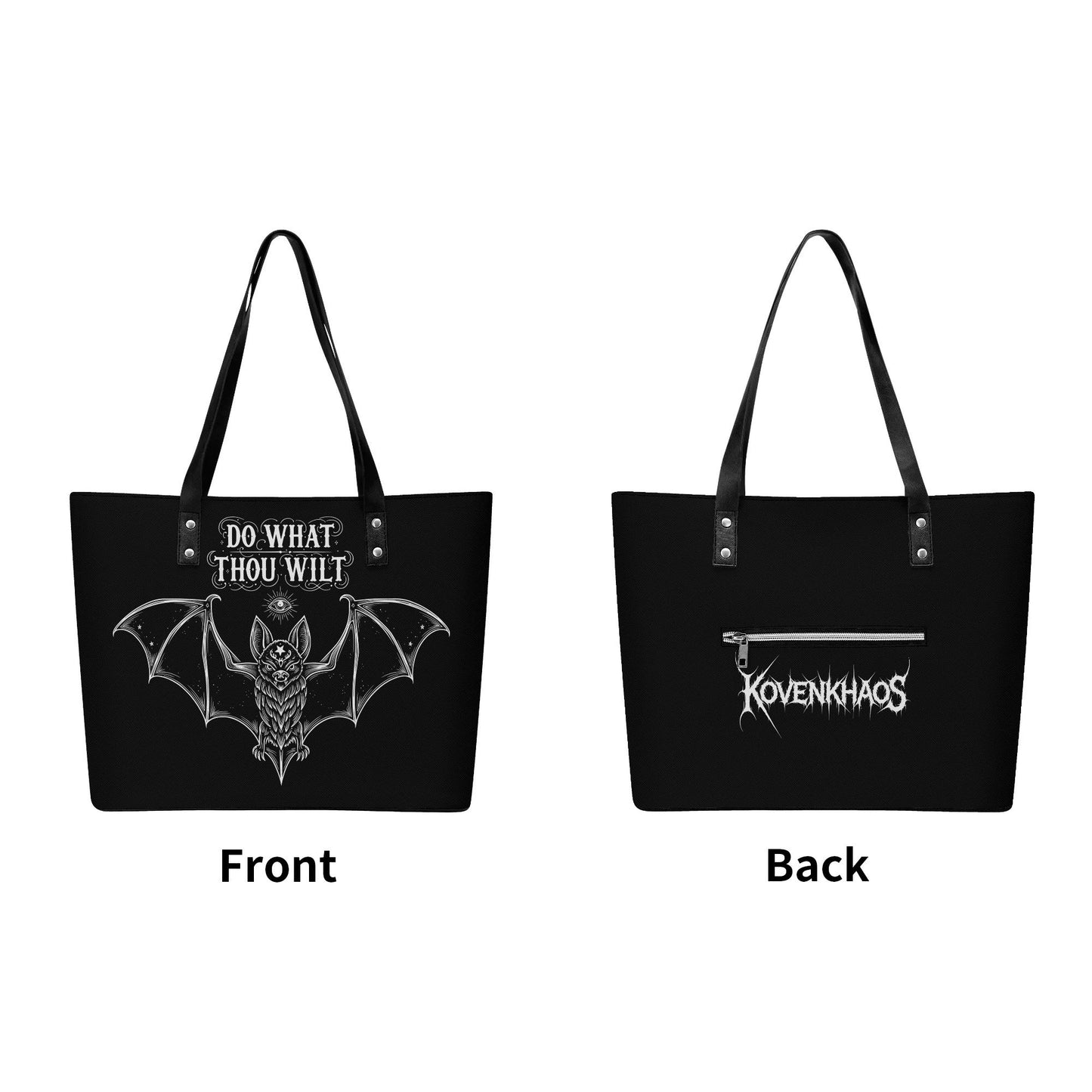 Night Rule Leather Tote Bag with Back Zipper Pocket