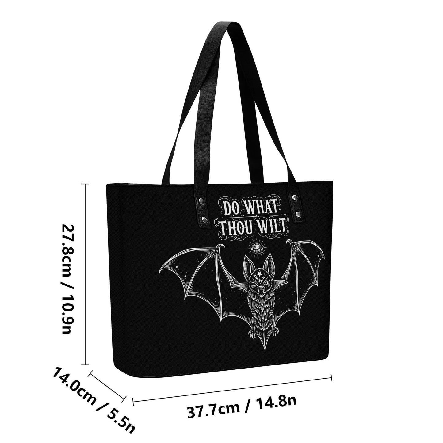 Night Rule Leather Tote Bag with Back Zipper Pocket