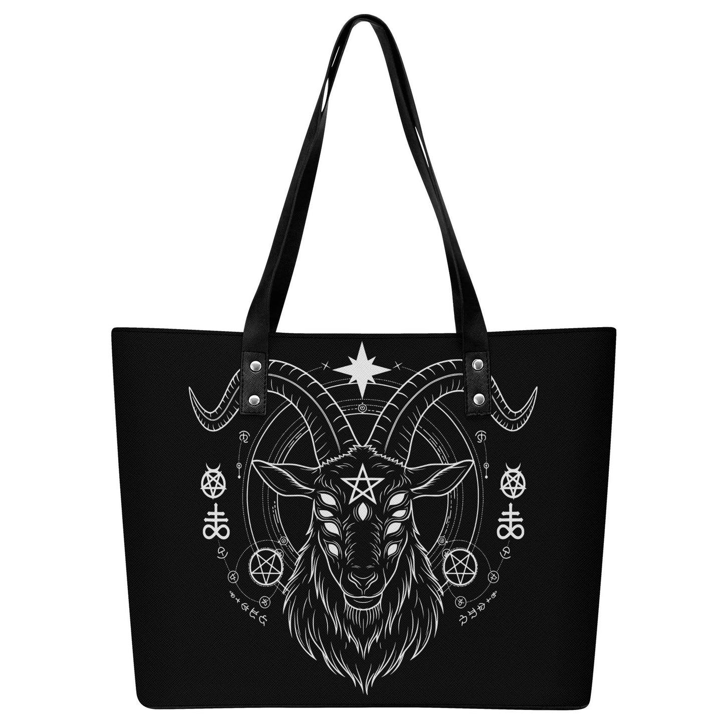 Incantation Leather Tote Bag with Back Zipper Pocket
