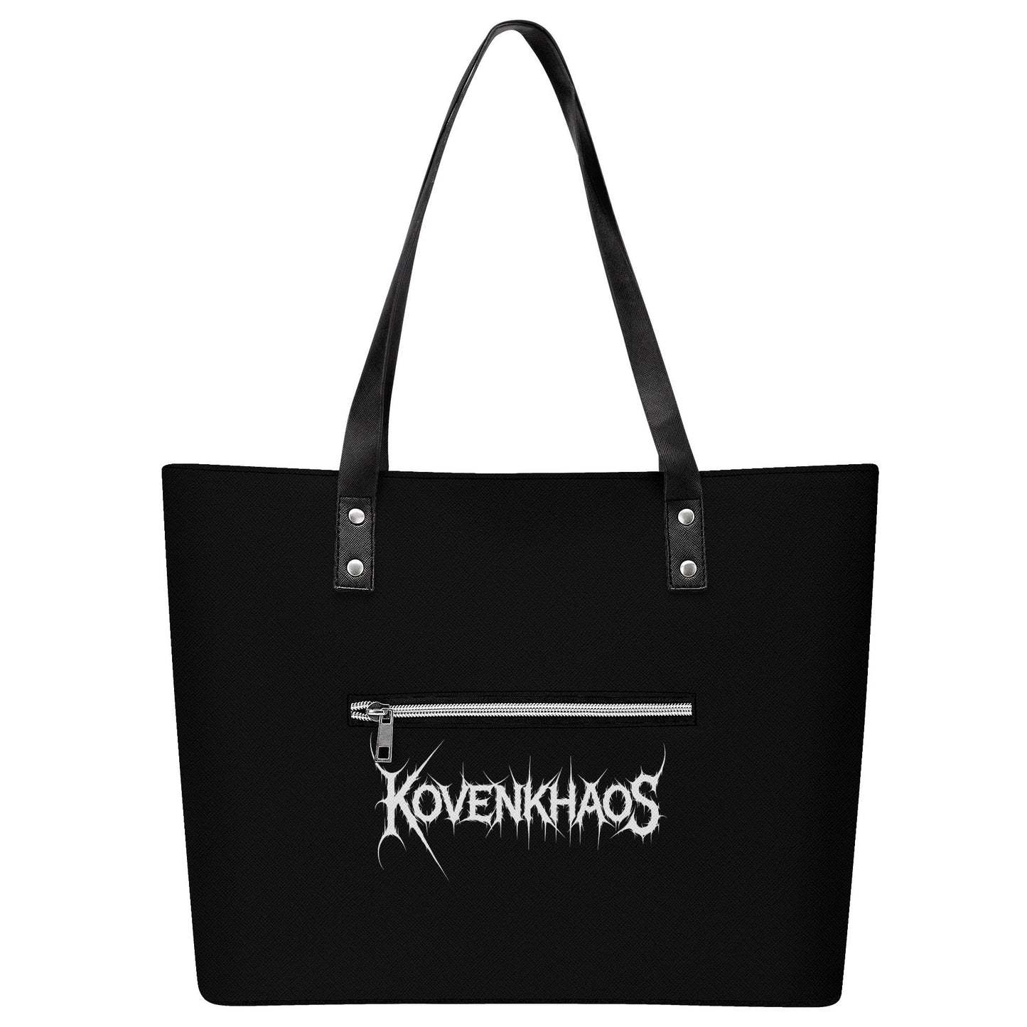 Incantation Leather Tote Bag with Back Zipper Pocket