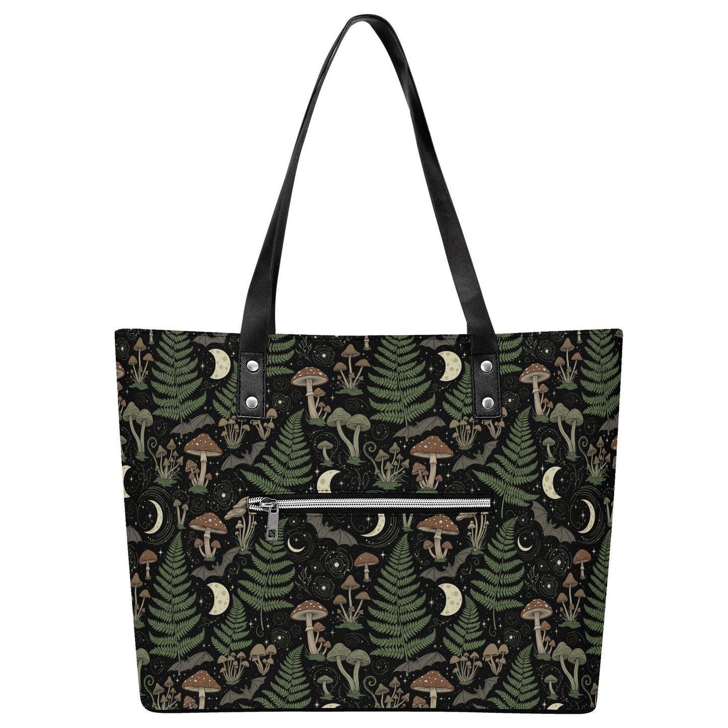 Fern Gully Leather Tote Bag with Back Zipper Pocket
