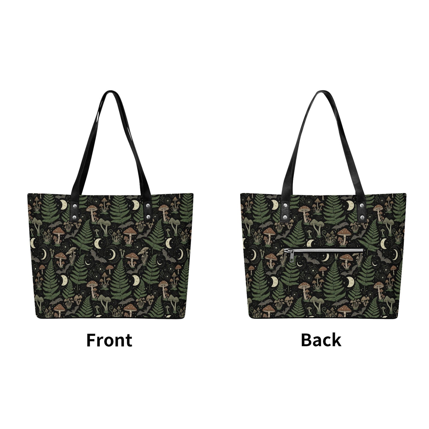 Fern Gully Leather Tote Bag with Back Zipper Pocket