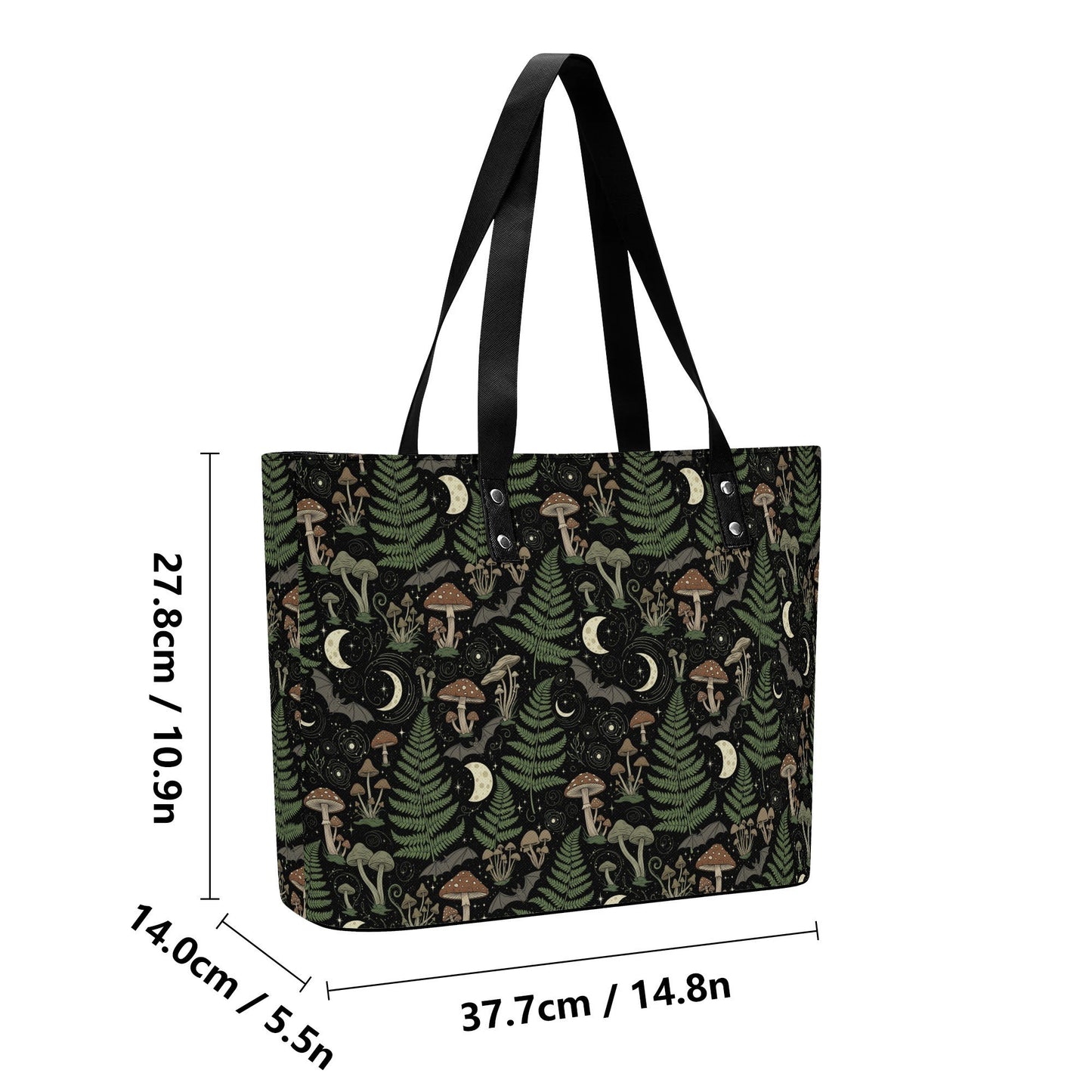 Fern Gully Leather Tote Bag with Back Zipper Pocket