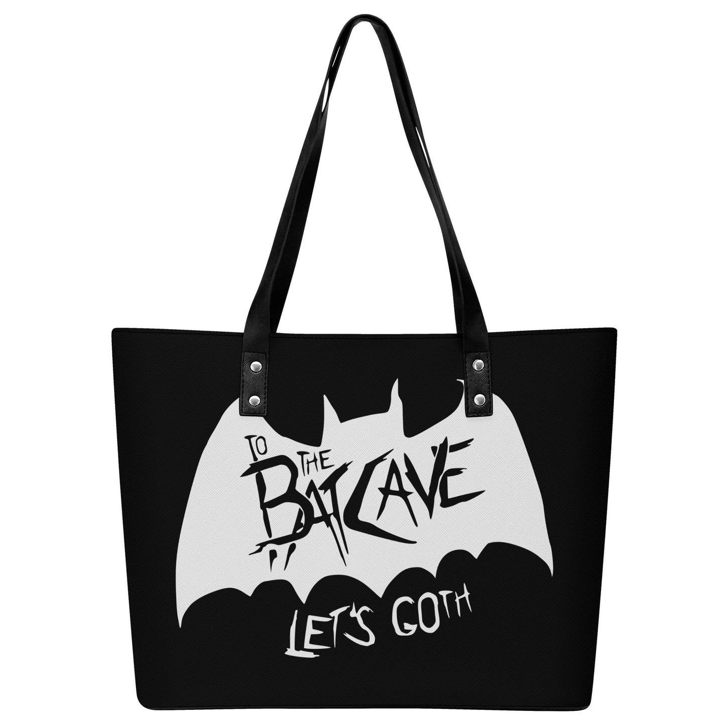 Batcave Leather Tote Bag with Back Zipper Pocket