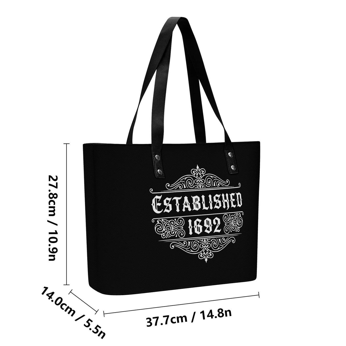 1962 Leather Tote Bag with Back Zipper Pocket