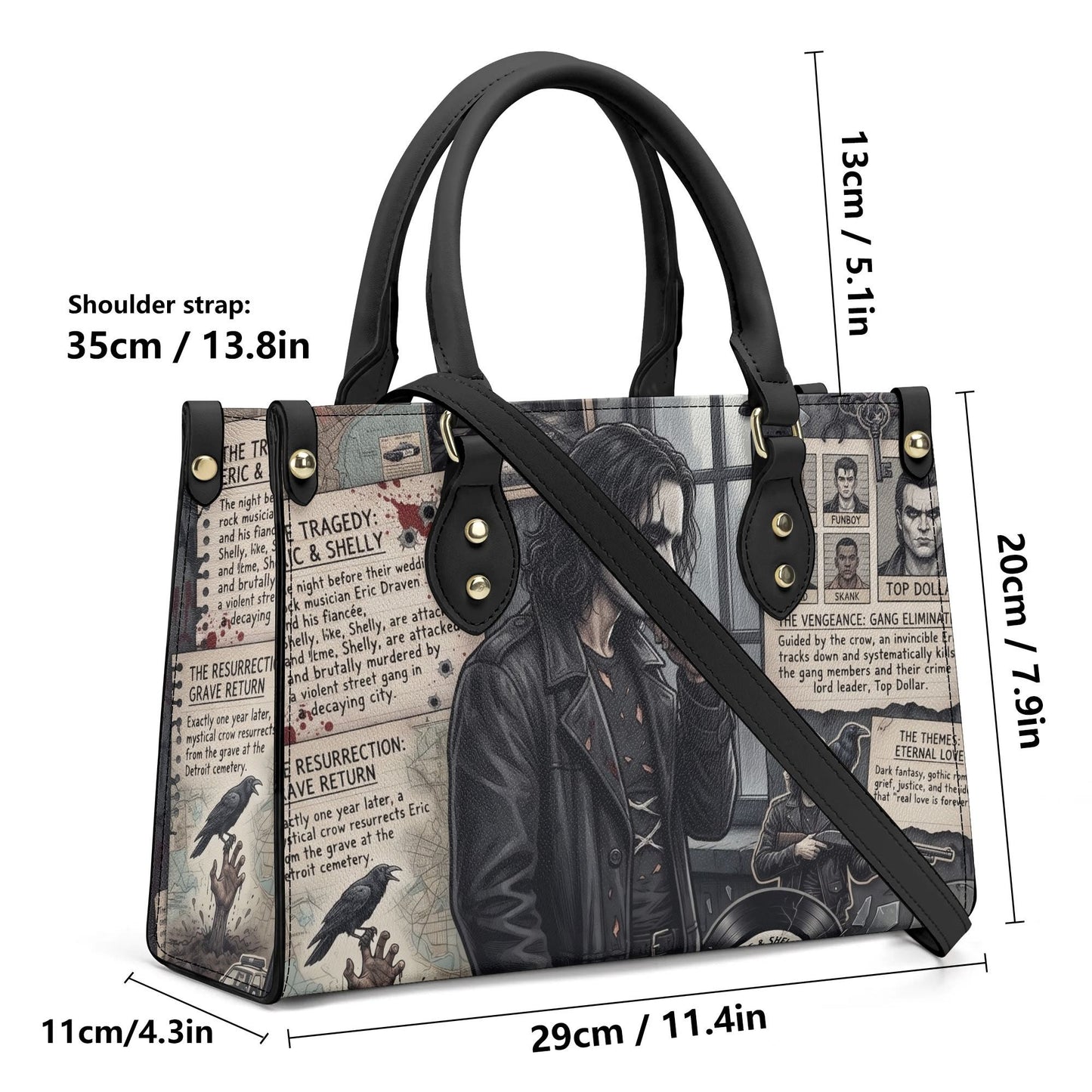 The Crow Print Leather HandBag